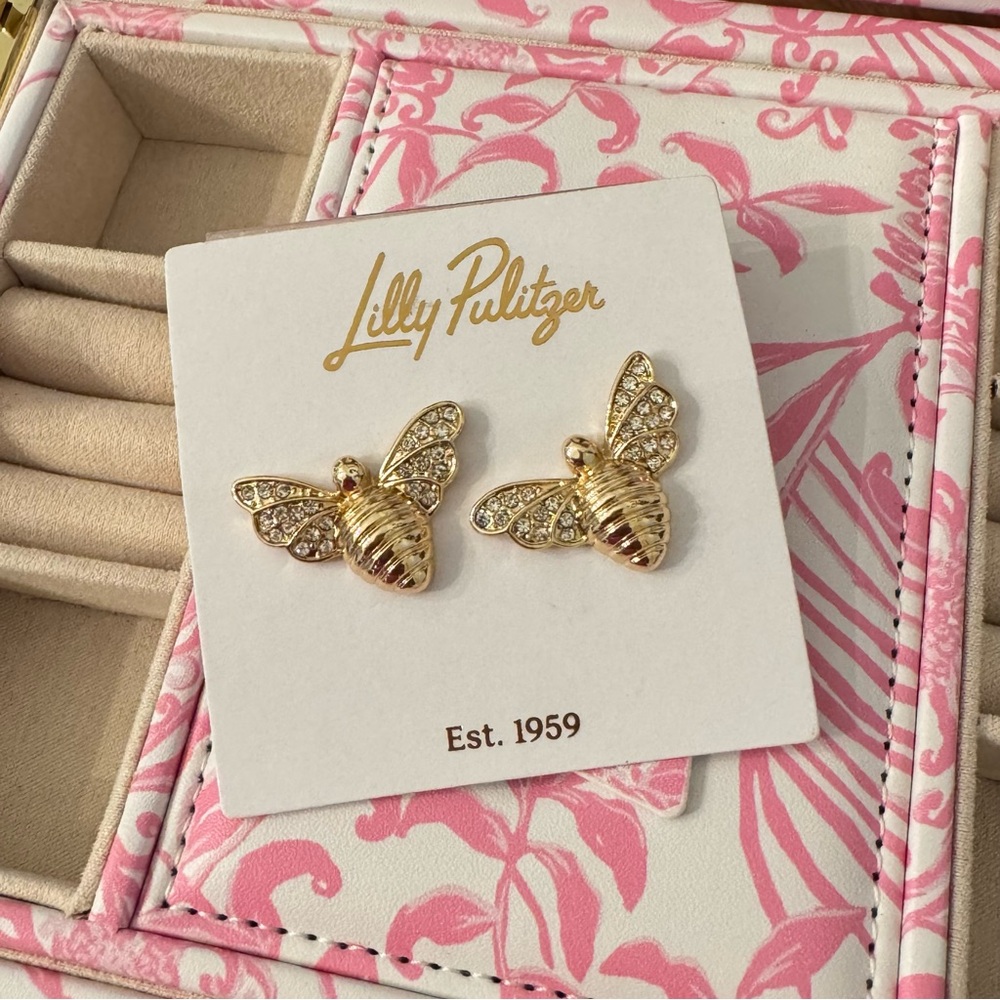 NWT Lilly Pulitzer Gold Bee Earrings - Picture 5 of 9